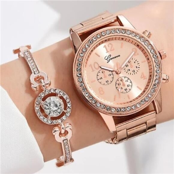 Luxury Women\'s Watch and Bracelet Sets – Elegant Timepiece with Crystal Accent main image 4